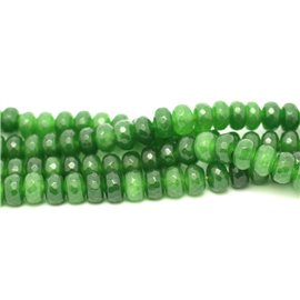 1 filo 39 cm di perle di pietra - Rondelle sfaccettate di giada 8x5 mm verdi 
