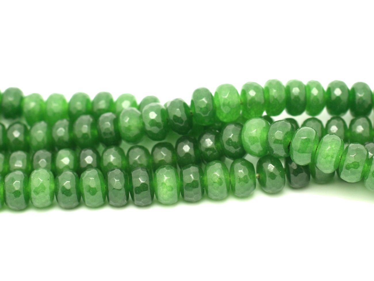 1 Fil 39cm Perles de Pierre - Jade Rondelles Facettées 8x5mm Vert 