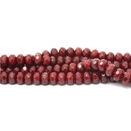 Cuentas de piedra de 1 hebra de 39 cm - Rondelles facetados de jade 8x5 mm Rojo burdeos 