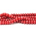 Fil 39cm 75pc env - Perles Pierre - Jade Rondelles Facettées 8x5mm Rouge Cerise Vif