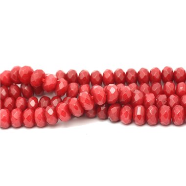 1 Fil 39cm Perles de Pierre - Jade Rondelles Facettées 8x5mm Rouge Opaque 