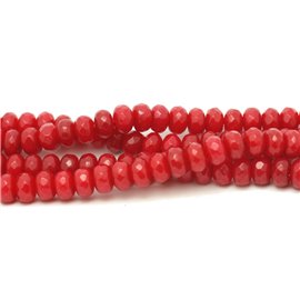 1 Strand 39cm Stone Beads - Jade Faceted Rondelles 8x5mm Cherry Red 