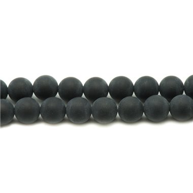 Fil 39cm 27pc env - Perles de Pierre - Onyx noir Mat Boules 14mm 