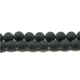 Filo 39 cm 27 pz circa - Perline di pietra - Sfere di onice nero opaco 14 mm 
