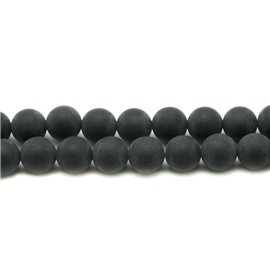 Hilo 39cm 27pc aprox - Cuentas de piedra - Bolas de ónix negro mate 14mm 