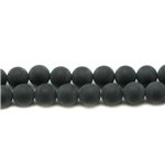 Fil 39cm 27pc env - Perles de Pierre - Onyx noir Mat Boules 14mm 