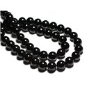 Fil 39cm 63pc env - Perles de Pierre - Tourmaline noire Boules 6mm 