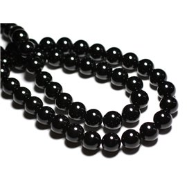 Thread 39cm approx 63pc - Stone Beads - Black Tourmaline 6mm Balls