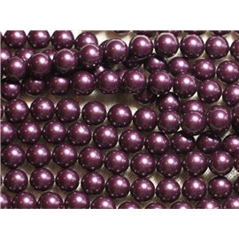 1 Draad 39cm - Parelmoer Balletjes 8mm Aubergine Paars 