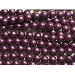 1 Fil 39cm - Perles de Nacre Boules 8mm Violet Aubergine 