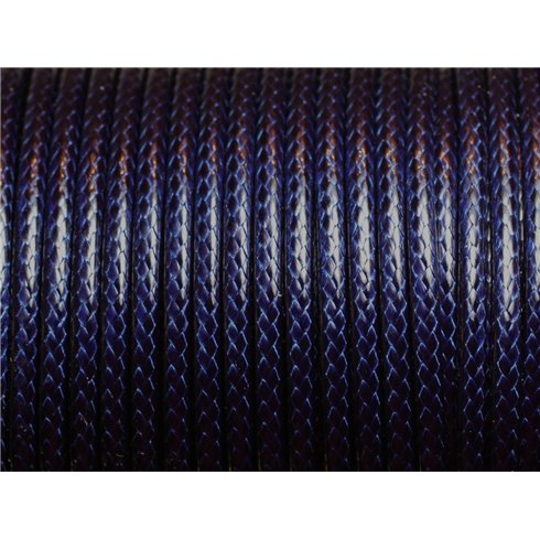 Bobine 38 metres env - Fil Corde Cordon Coton Ciré 3mm Bleu Marine Nuit