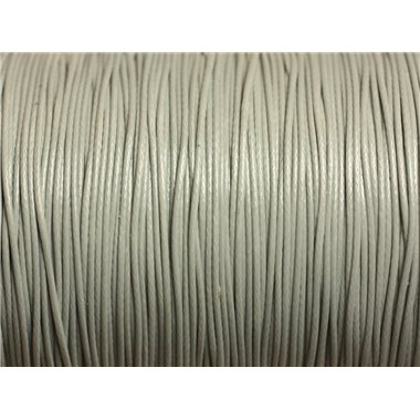 Bobine 180 metres env - Fil Corde Cordon Coton Ciré 0.8mm Gris clair perle pastel