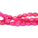 Fil 39cm 27pc env - Perles Pierre - Jade Ovales Facettés 14x10mm Rose Fuchsia Framboise