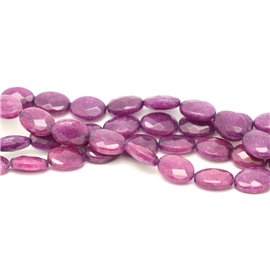 1 streng 39cm stenen kralen - Jade facet ovaal 14x10mm paars roze 