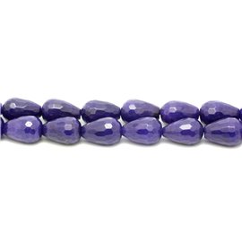 1 Strand 39cm Stone Beads - Jade Faceted Drops 14x10mm Indigo Blue 