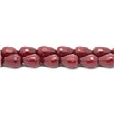 1 Fil 39cm Perles de Pierre - Jade Gouttes Facettées 14x10mm Rouge Bordeaux 