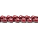 Fil 39cm 26pc env - Perles de Pierre - Jade Gouttes Facettées 14x10mm Rouge Bordeaux