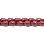 1 Fil 39cm Perles de Pierre - Jade Gouttes Facettées 14x10mm Rouge Bordeaux 