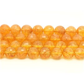 Fil 39cm 36pc environ - Perles Pierre Citrine Boules Facettées 10mm jaune orange