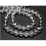 1 Fil 39cm Perles de Pierre - Cristal de Roche Quartz Boules Facettées 6mm 