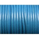 Bobine 38 metres env - Fil Corde Cordon Coton Ciré 3mm Bleu Turquoise Azur