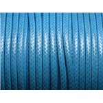 Bobine 38 metres env - Fil Corde Cordon Coton Ciré 3mm Bleu Turquoise Azur