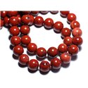 Fil 39cm 37pc env - Perles de Pierre - Jaspe Rouge Boules 10mm 