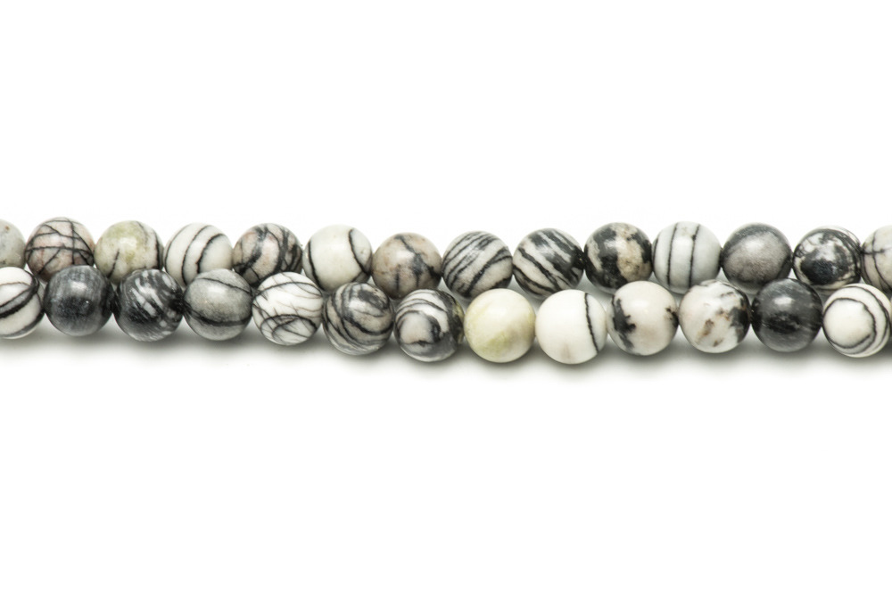 1 Fil 39cm Perles de Pierre - Jaspe Zèbre Boules 16mm 