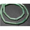 Fil 39cm 26pc environ - Perles Pierre - Aventurine Verte Tubes Colonnes Cylindres 13x4mm