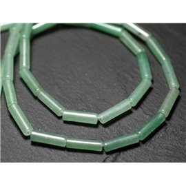 Fil 39cm 29pc env - Perles de Pierre - Aventurine Verte Tubes 13x4mm