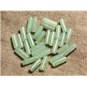 Fil 39cm 29pc env - Perles de Pierre - Aventurine Verte Tubes 13x4mm