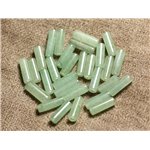 Fil 39cm 26pc environ - Perles Pierre - Aventurine Verte Tubes Colonnes Cylindres 13x4mm