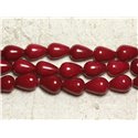 1 Fil 39cm Perles de Pierre - Jade Gouttes 14x10mm Rouge 