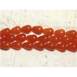 1 filo 39 cm di perle di pietra - Gocce di giada 14x10 mm arancione 