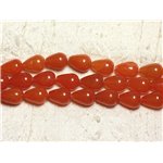 1 Fil 39cm Perles de Pierre - Jade Gouttes 14x10mm Orange 