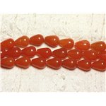 1 Fil 39cm Perles de Pierre - Jade Gouttes 14x10mm Orange 