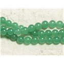 Fil 39cm 39pc env - Perles de Pierre - Jade Boules 10mm Vert 