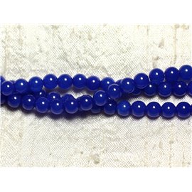 Thread 39cm approx 63pc - Stone Beads - Jade Balls 6mm Royal Blue 