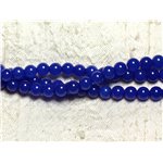 Fil 39cm 63pc env - Perles de Pierre - Jade Boules 6mm Bleu Roi 