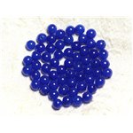 Fil 39cm 63pc env - Perles de Pierre - Jade Boules 6mm Bleu Roi 