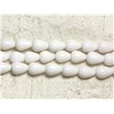 Fil 39cm 28pc env - Perles de Pierre - Jade Gouttes 14x10mm Blanc 