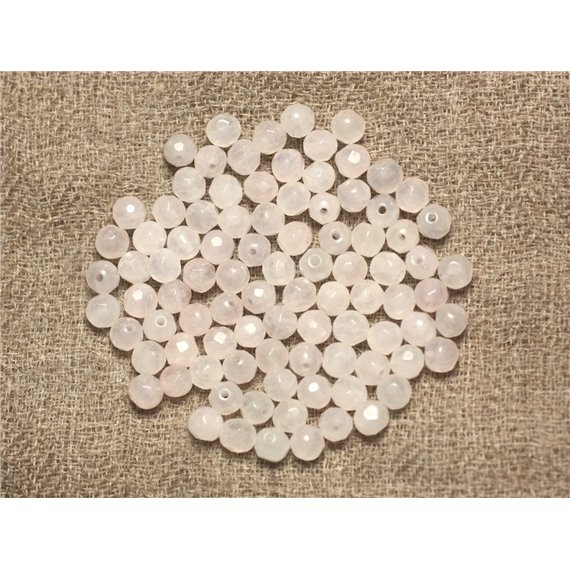 Fil 39cm93pc env - Perles de Pierre - Quartz Rose Boules Facettées 4mm 