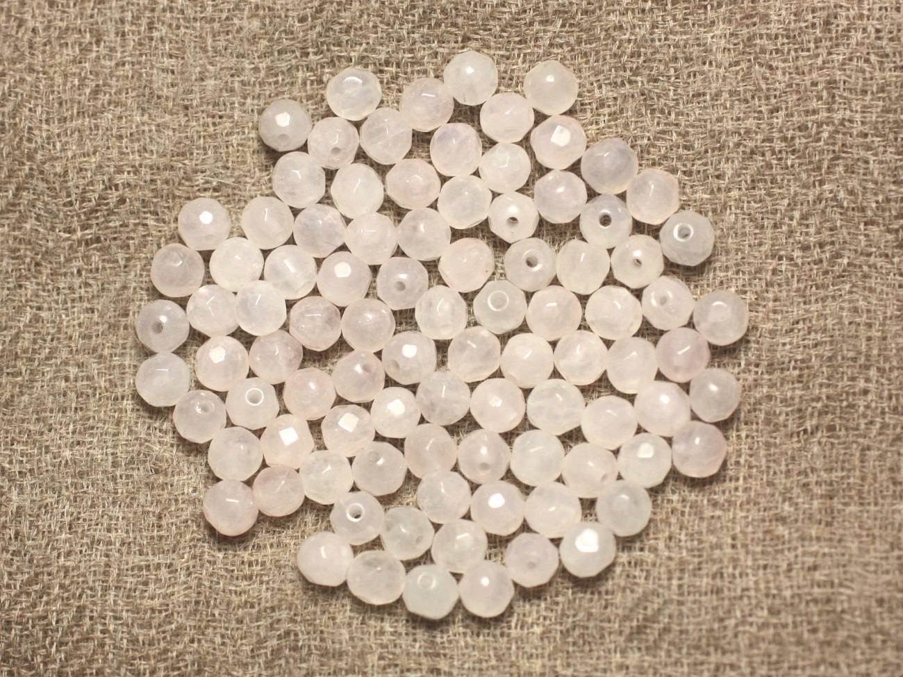 Fil 39cm93pc env - Perles de Pierre - Quartz Rose Boules Facettées 4mm 