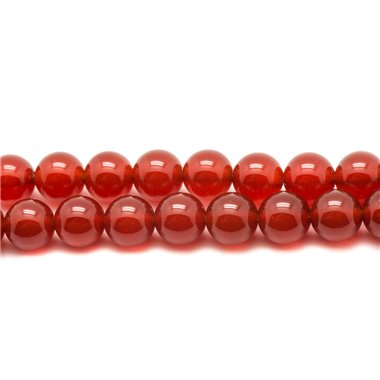 Fil 39cm 26pc environ - Perles Pierre - Cornaline Boules 14mm rouge orange