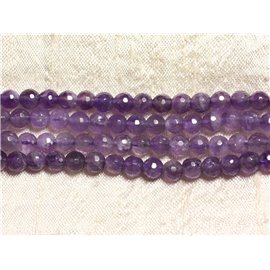 1 Strang 39cm Steinperlen - Amethyst facettierte Kugeln 6mm