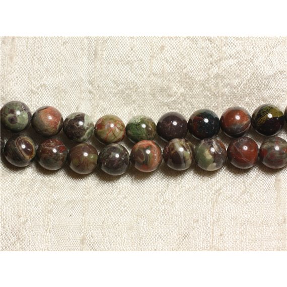 1 Fil 39cm Perles de Pierre - Opale Verte Boules 12mm 