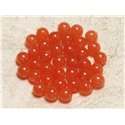 Fil 39cm 48pc env - Perles de Pierre - Jade Orange Boules 8mm 