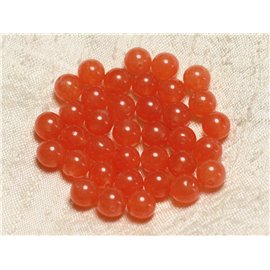 Thread 39cm approx 48pc - Stone Beads - Orange Jade Balls 8mm 