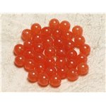 Fil 39cm 48pc env - Perles de Pierre - Jade Orange Boules 8mm 