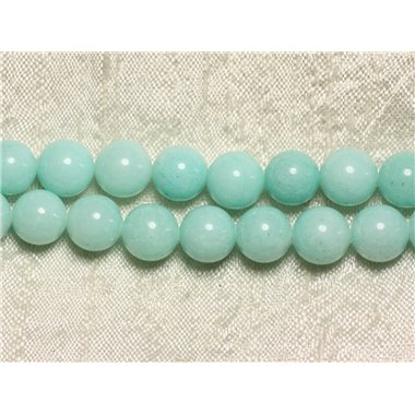 Fil 39cm 36pc env - Perles de Pierre - Jade Boules 10mm Vert clair Turquoise pastel 